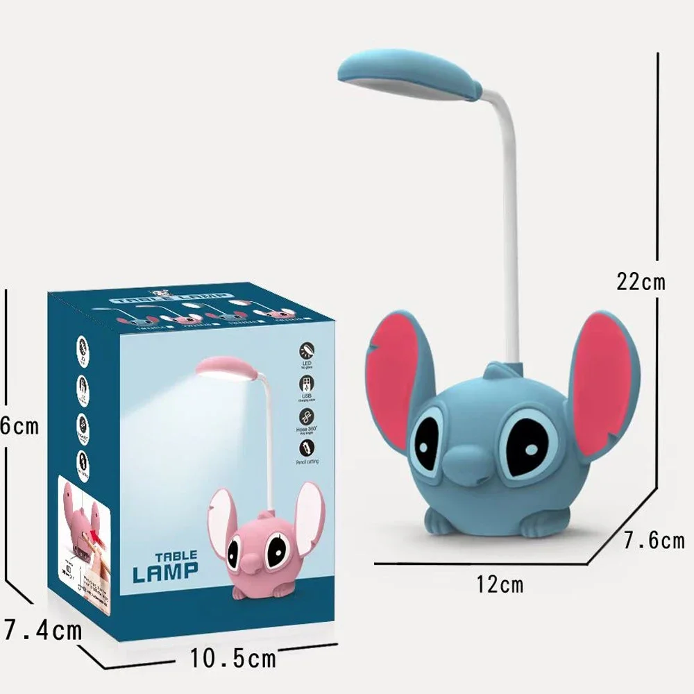 Disney Lilo & Stitch Led Desk Lamp With Pencil Sharpener Foldable Light Cute Desk Lamp Usb Recharge Light Gift From Classmates