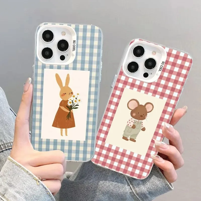 

Green Grid Animals Pattern Phone Case For iPhone 17 Air XSMax XS XR X 17 Pro Max 16 15 14 11 Pro Max 13 12 Mini Hard Back Cover