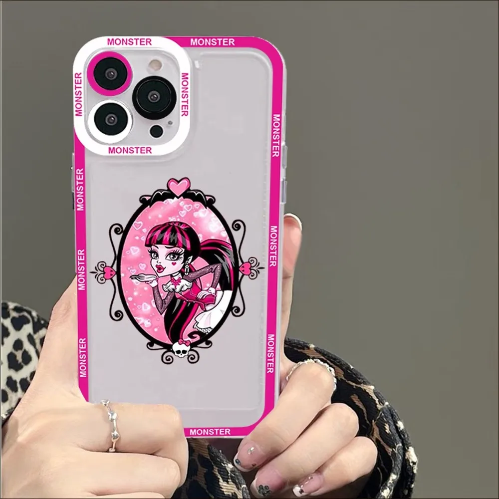 M-Monster Cartoon High Phone Case For iPhone 14 13 12 11 Pro Max Mini X Xs XR 6 7 8 Plus SE 2020 Transparent Case