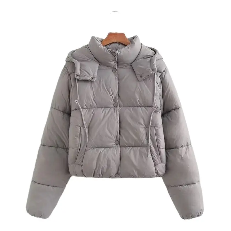 

Womens Hooded Puffer Jacket Full Zip Quilted Snow Parka Coats Padded Jacket Long Sleeve Winter Warm Coat Pocket