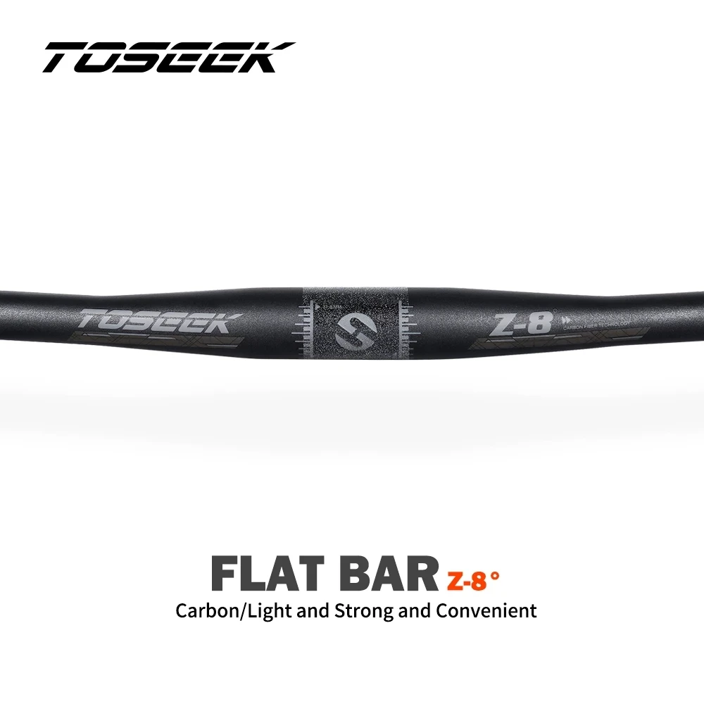 TOSEEK Z-8 Bike MTB Handlebar 31.8mm Carbon Flat Handlebar Lean Back 8 Degrees Width 600/620/640/660/680/700/720/740/760/780mm