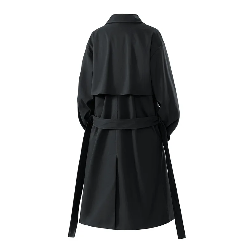 2025New Men's Double Breasted Trench Coat Mid-Length Loose Fit Windbreaker Spring/Autumn Fashionable Outerwear for Casual Office