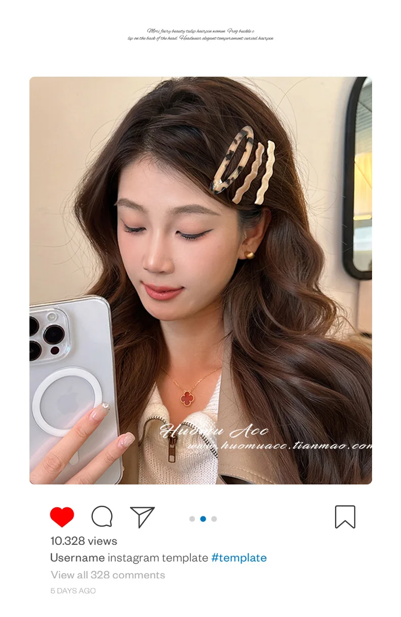 3-teiliges Set, Essigsäure-Haarspange, Seitenpony-Clip, Damen-Stirnspange für unordentliches Haar, Kopfbedeckungs-Kantenclip, Haarspange. – Detail 6