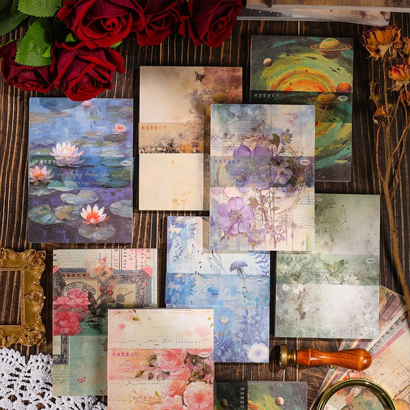 100 stücke Vintage Blumen Muster Material Papier DIY Dekoration Sammelalbum Hintergrund papier für Junk Journal Bastel papier