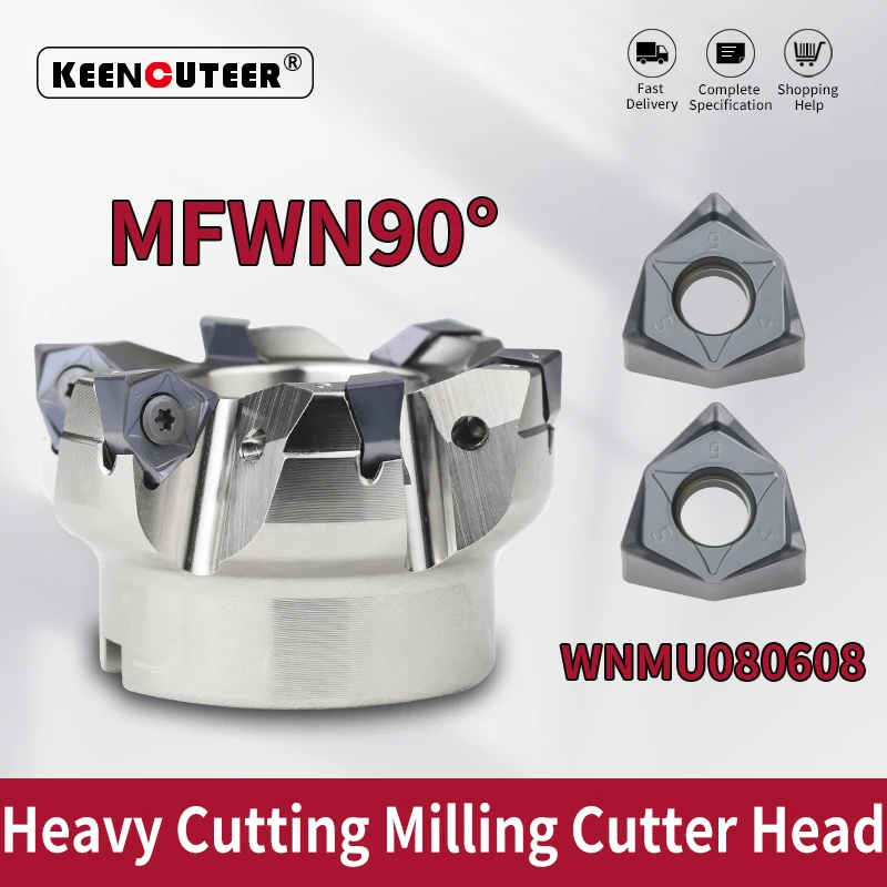 MFWN90 degree double-sided hexagonal plane re-cutting milling cutter head rough machining WNMU080608 fast milling cutter insert