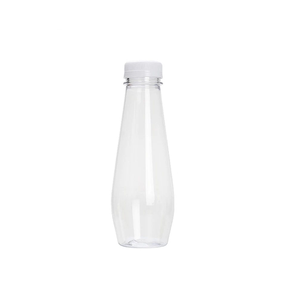 12oz Milkshake Bottles, Empty Plastic Juicing Bottles, Cone Reusable Clear Bulk Beverage Containers for Tea and Other Beverages