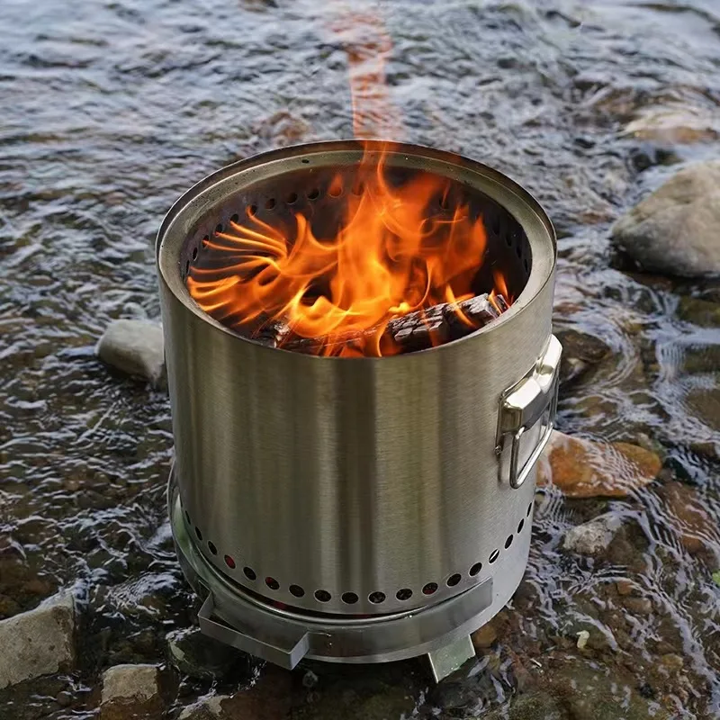 Outdoor stainless steel wood stove household heating camping smokeless wood camping ultra-light portable
