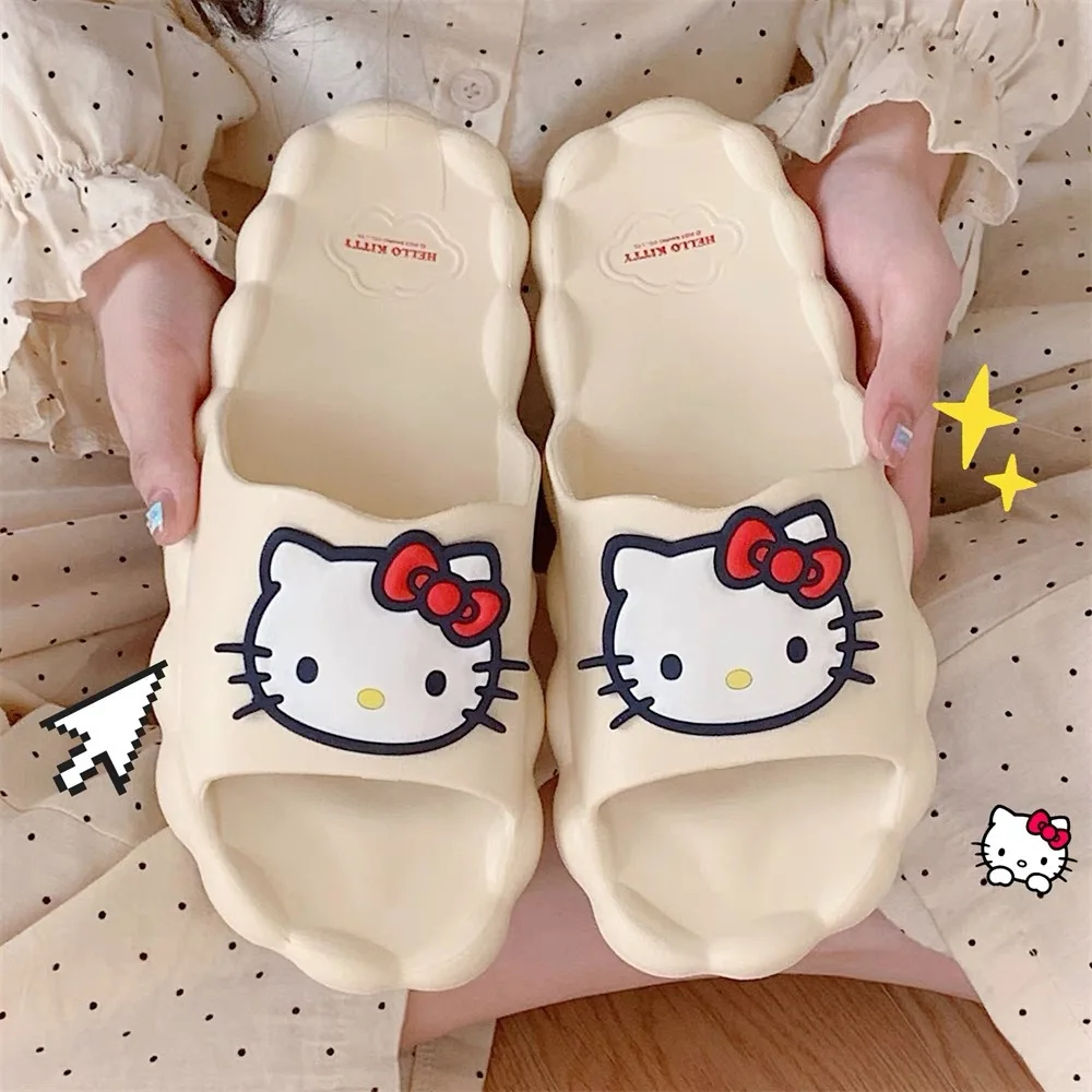 

Anime Sanrio Hello Kitty Pompom Purin Kerokero Keroppi Cartoon Summer Cute Girls Slippers Home Anti-Slip Soft-Soled Slippers