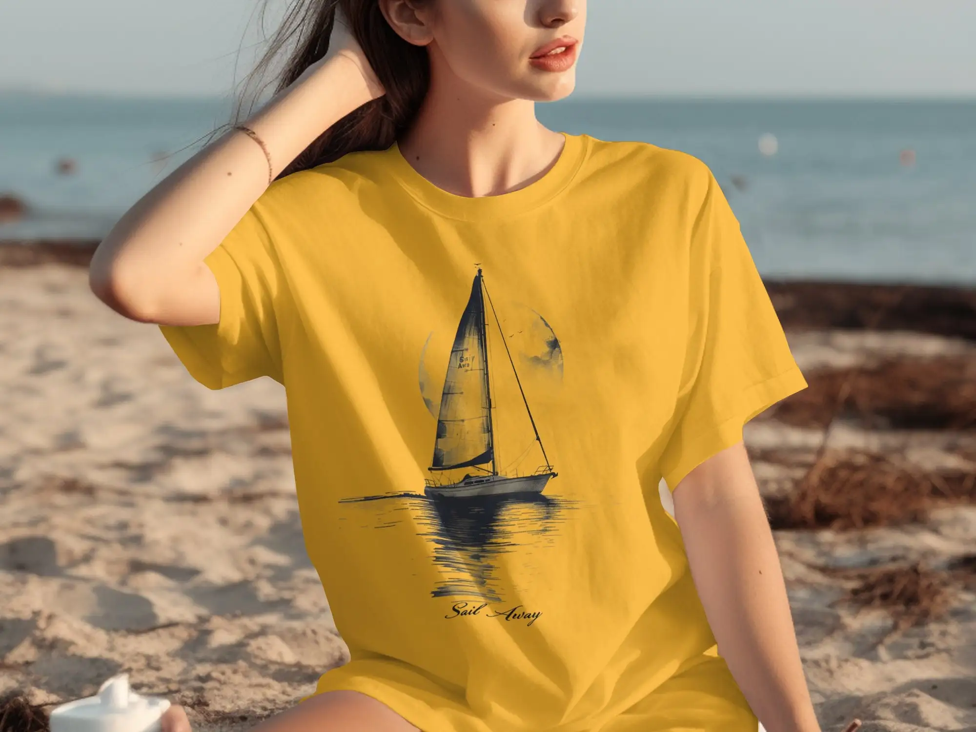 Sail Away Boat Design Nautical Adventure T Shirt Perfect For Sea Lovers Minimalist Unique Sailing Art Inspired By Nature