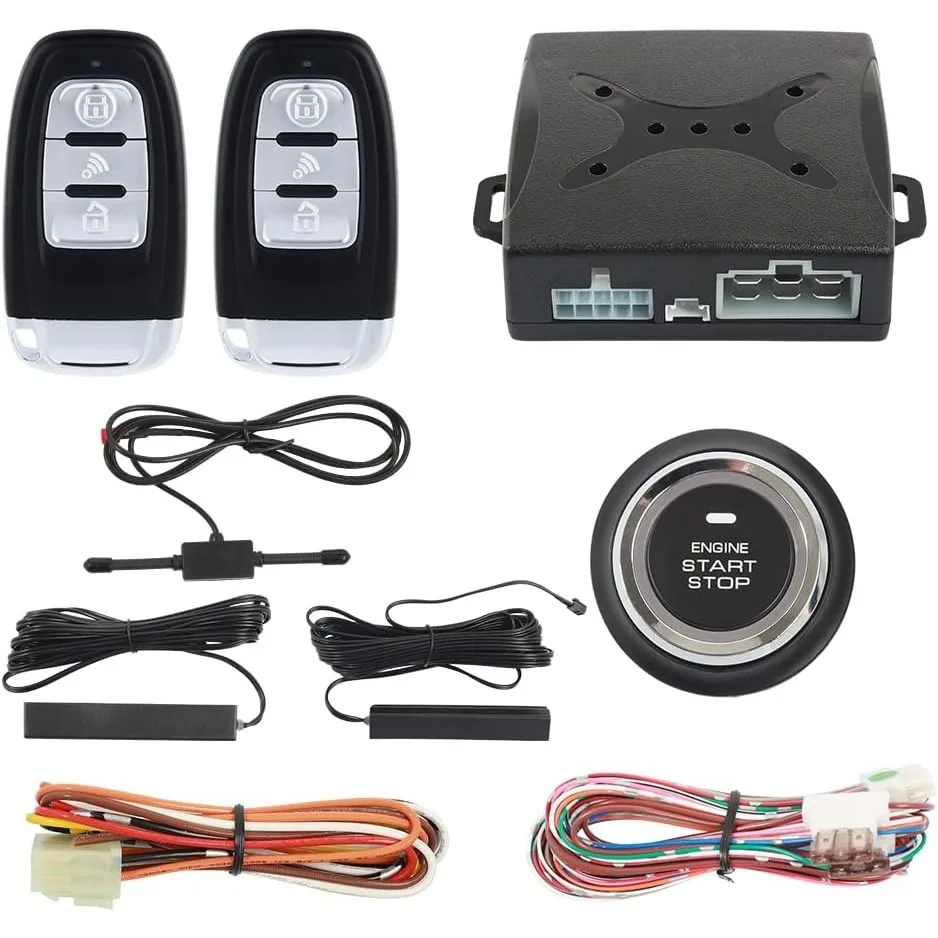 EC003-1 PKE Passive Keyless Entry Car Alarm System Push Button Start Remote Start Starter DC12V