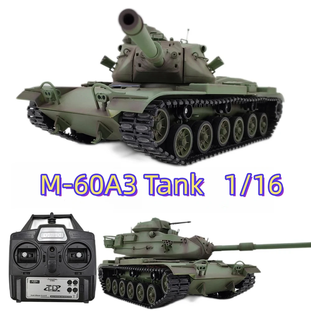 

1:16 M-60A3 2.4G Remote Control Main Battle Tank 350 Degree Turret Rotation Simulating Sound Effect Toy Gift