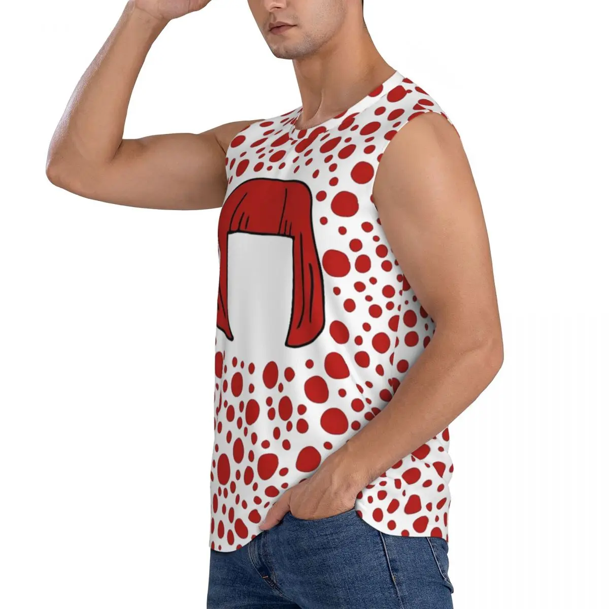 Yayoi Kusama Abstract Painting Men Sleeveless Tank Tops Quick Dry Breathable Gym Fitness Running Summer Casual Sport Vest