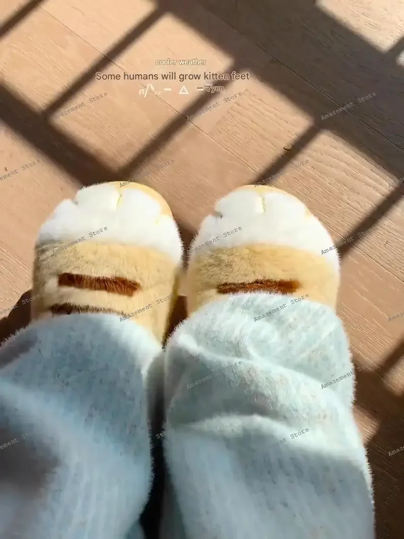 

cute cat claw slippers cotton mop 2025 new autumn and winter thick-bottomed cotton slippers couple wear home cotton slippers