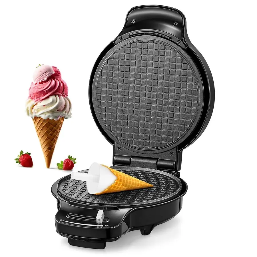 

Waffle Cone Maker Machine and Ice Cream Bowl Maker with Temperature Control, Double Side Nonstick Waffle Bowl Maker with Cone Ro