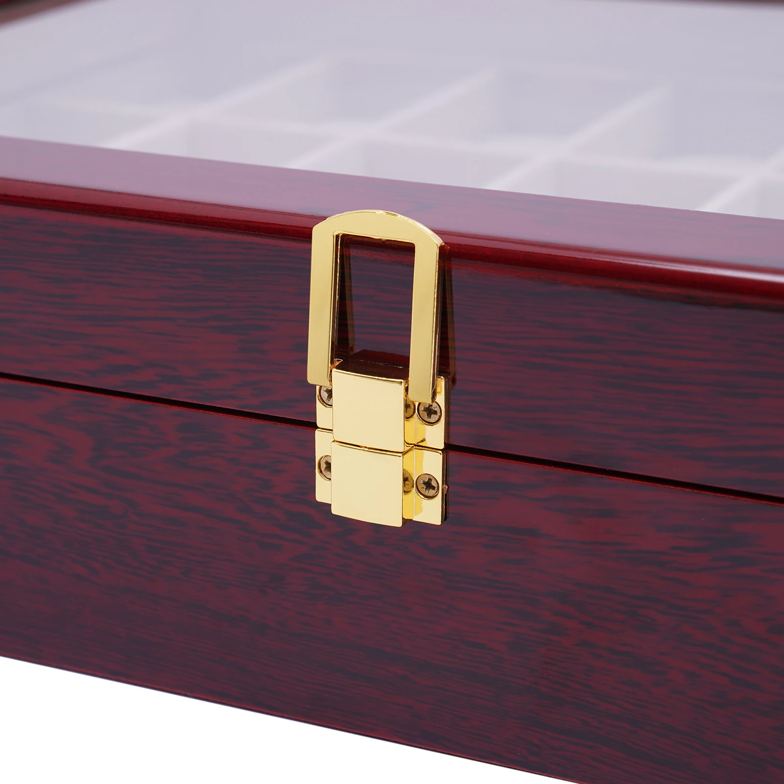 MDF rojo vino 44*29,5*9,7 cm 24 caja de reloj cubierta de vidrio caja de almacenamiento de reloj caja de almacenamiento de exhibición Retro.