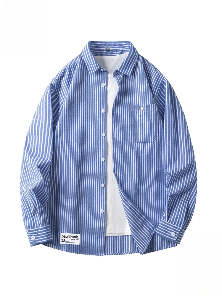 

PaulFrank Long Sve Casual irt Men's Loose Fit Stripe Pattern Faionable Spring Clothing Polyester Cotton Blend