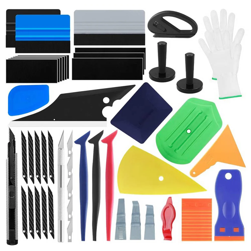 Car Vinyl Wrap Tool Kit for PPF Window Tint Installation Felt Squeegee Scraper Cutter Magnet Edge Trimming Film Application Tool