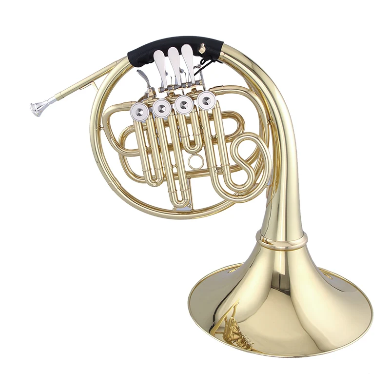 Brass body wind Instruments top quality french horn with 4 rotating valve piston Bb tone single horn