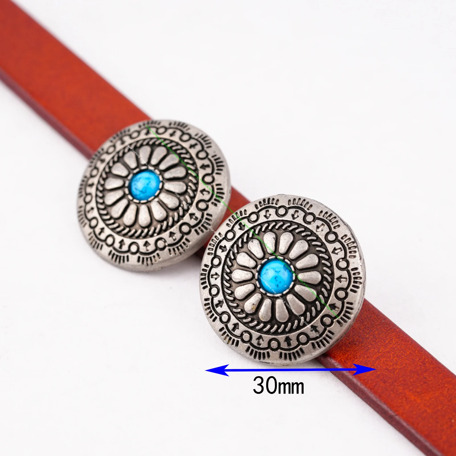 ROUND ANTIQUE SILVER WESTERN LEATHERCRAFT COWBOY FLOWER EQUESTRIAN SADDLE CONCHOS SCREW