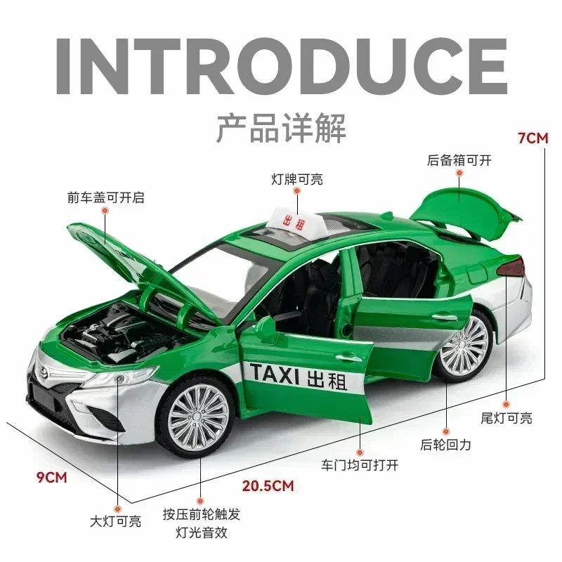 1:24 Camry taxi Hoge Simulatie Diecast Metaallegering Model auto Geluid Licht Trek Collectie Kinderen Speelgoed Geschenken A641