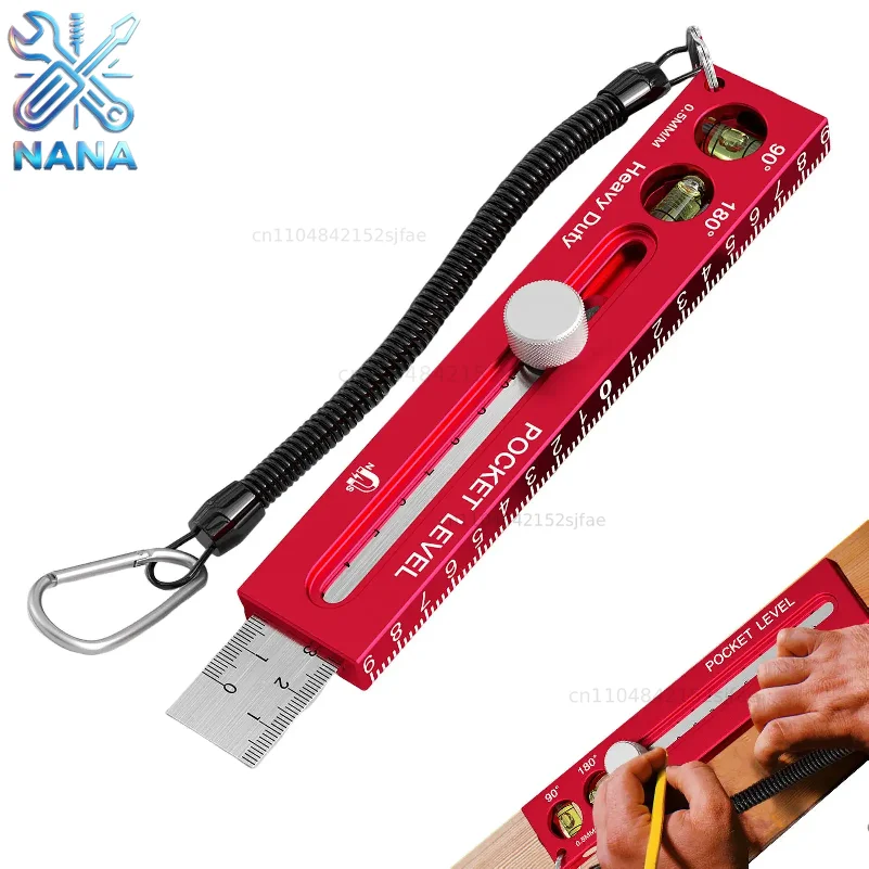 1PC Woodworking ToolsRuler Precision Pocket Ruler Slide Ruler Inch/Metric T-Track Metal Slide Stops Aluminum Precision Rulerler