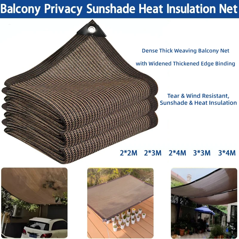 

Outdoor UV-Resistant Sun Shade Net Fabric with Grommets - Breathable Heat Insulation for Patio, Balcony, Garden & Camping