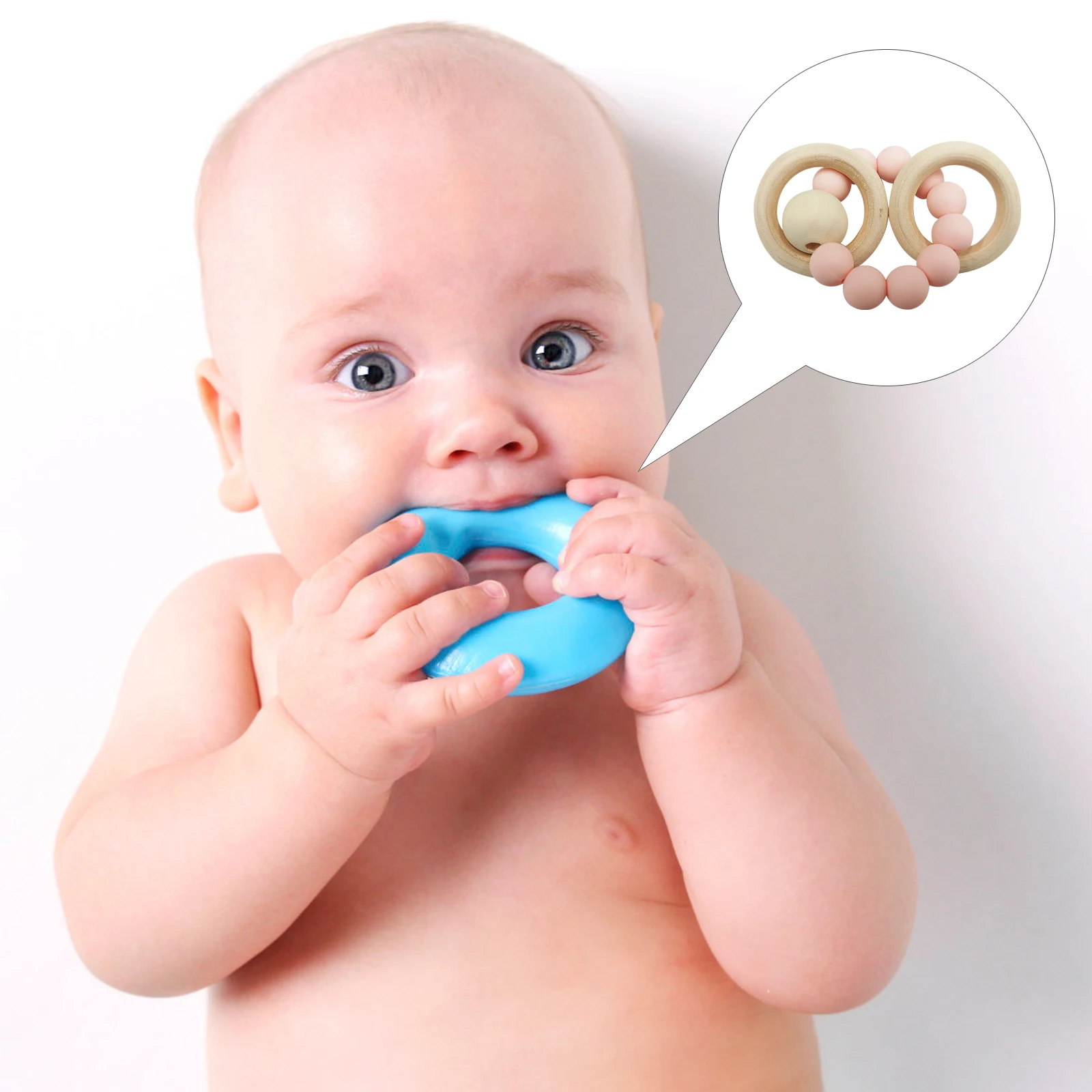 

1 шт., силиконовое детское кольцо для прорезывания зубов, милый жевательный браслет для новорожденных, успокаивающие кольца для облегчения прорезывания зубов