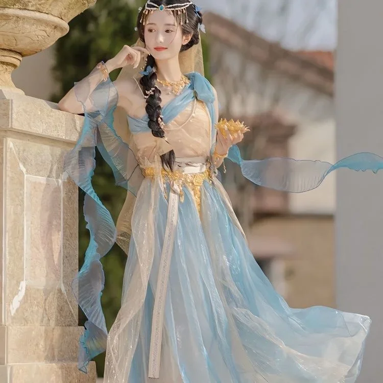 

Western Goddess Dunhuang Feitian Original Tang Suit Chinese Exotic National Style Hanfu Stage Performance Costume Noble Elegant