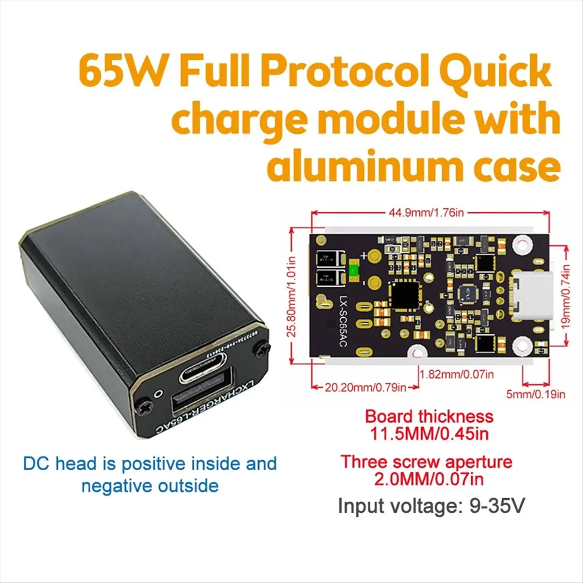 DC 9V-35V 65W Full Protocol Mobile Phone Fast Charging Module Charger Module Supports QC4.0 PD2.0/3.0/ A