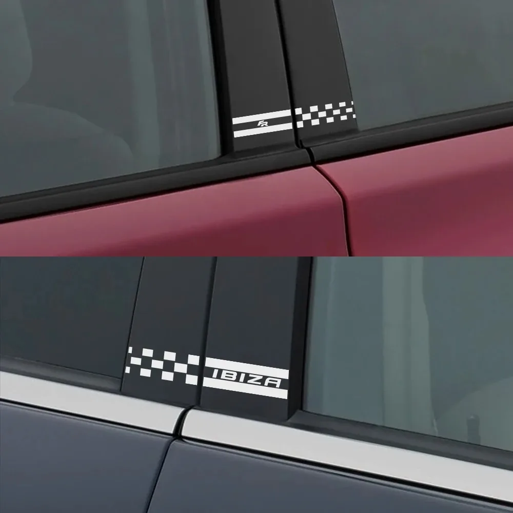 2pcs Auto B Pillar Car Stickers For Leon MK2 MK3 6J 6L For Arona For Ateca Car Styling Molding Trim Reflective PVC Accessories