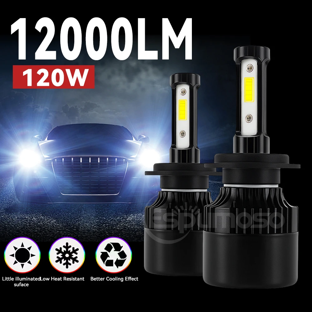 

H4 LED H7 H11 Car Headlight Bulbs 120W High Power CSP H1 H3 H8 9005 HB3 9006 HB4 9012 HIR2 Turbo Lamp 6000K Car Light 12V