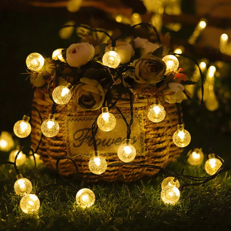 8 Mode Solar String Lights Outdoor Globe Fairy Waterproof Lights for Garden Yard Home Christmas Parties Wedding Festival