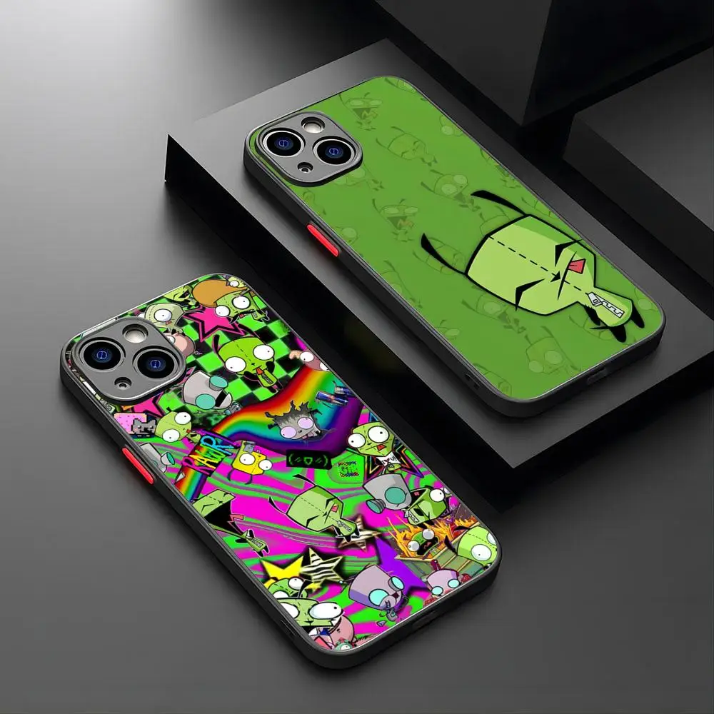 Funda de teléfono Invader Zim, carcasa barata mate para IPhone 16, 15, 14, 12, 13, 11 Pro Max, XR, XS, Mini, X, 7, 8 Plus