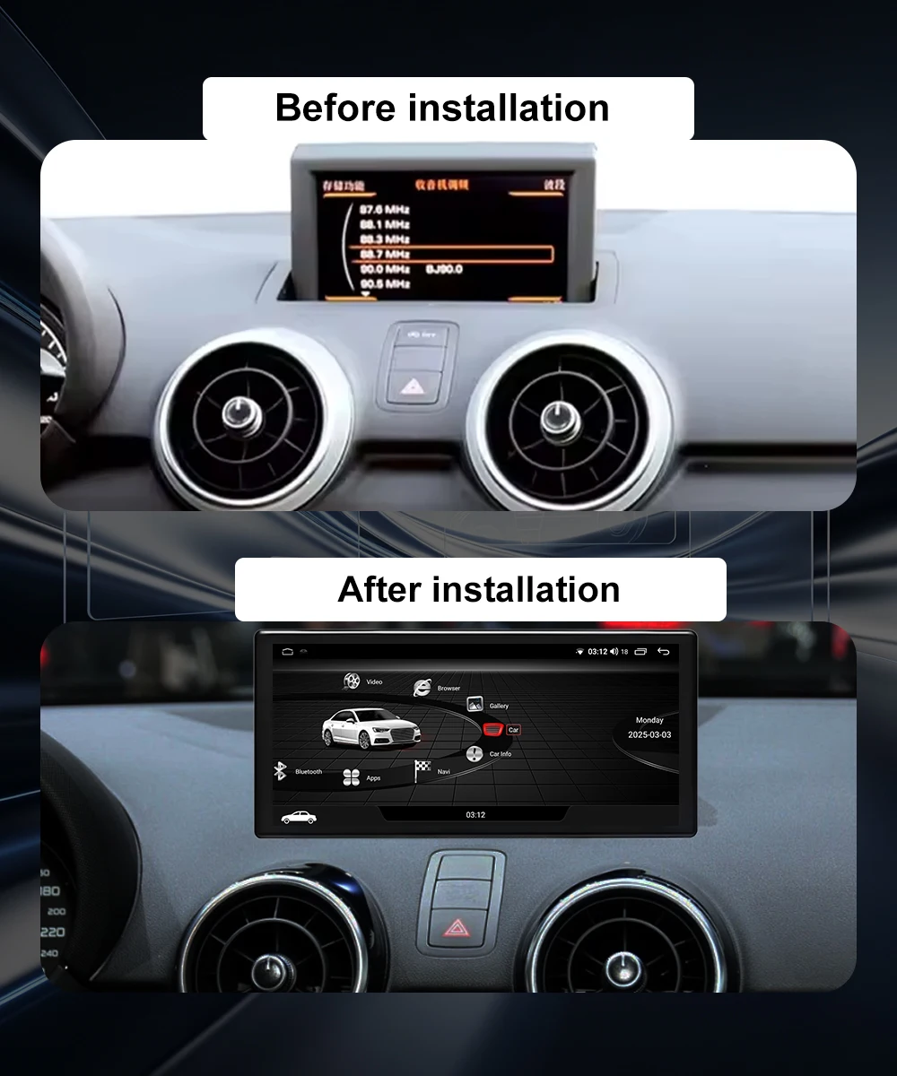 For Audi A1 2012-2018 Android 16 Car Radio Multimedia Display Touch Screen Wireless CarPlay Navigation GPS WIFI 4G DSP Stereo view 2
