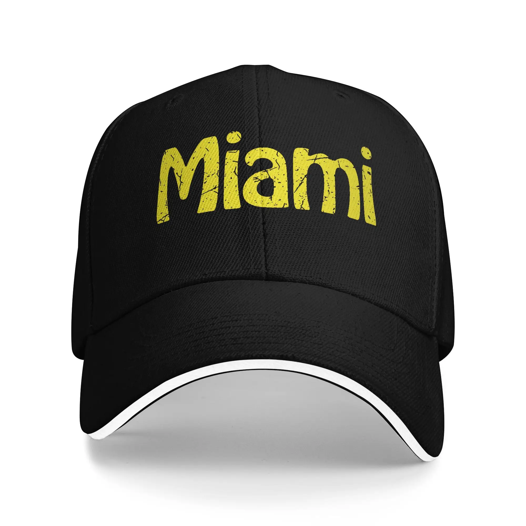 Adult Miami  Sandwich Hats  , Hip-Hop Baseball Cap Polyester  Trucker Worker Cap Adjustable Trucker Cap Summer