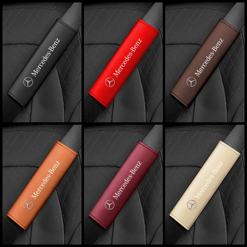 

2PCS Car Seat Belt Leather Safety Belt Shoulder Covers For Mercedes Benz W211 W204 W210 W203 CLA GLA Interior Car Accessories