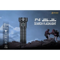 SPERAS P4 Triple-core High-performance Compact LED Flashlight 4000LM 288M USB-C Rechargeable Camping hiking Fishing  Work Light