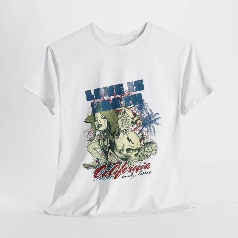 

Смелая готическая мужская футболка Love Is Death Palm Skull Design Уникальный стиль