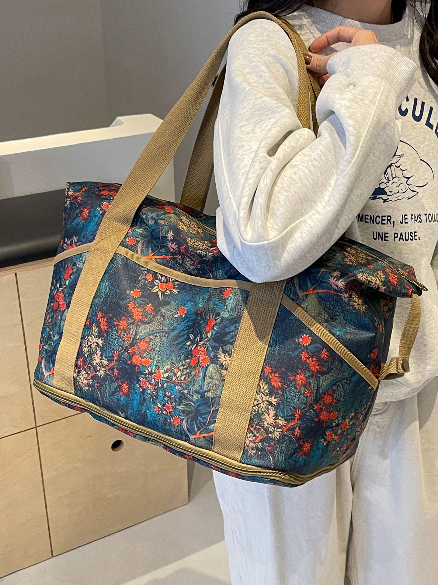 

Расширяемая женская дорожная сумка для коротких поездок, вместительная, модная, с выдвижной ручкой, из нейлона, молодежная