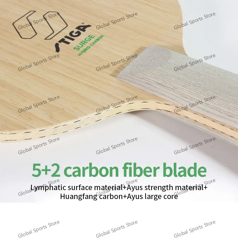 STIGA SURGE HYBRID CARBO Surging Mezclado 5 Madera 2 Carbono Built-in Bola de Ping-pong de Carbono Aromático Placa Inferior de Carbono