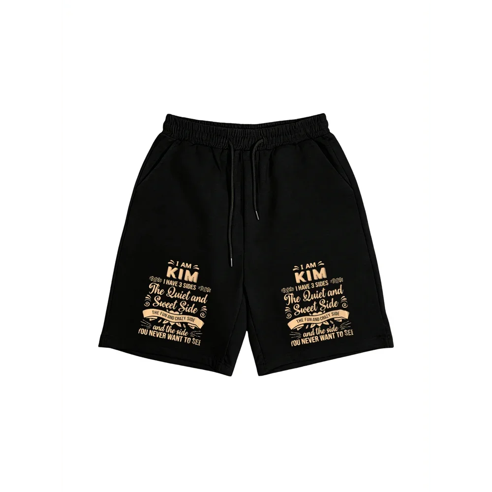 

Mens Letter Print Shorts With Drawstring Waist Casual Breathable Shorts For Beach Pool Gym