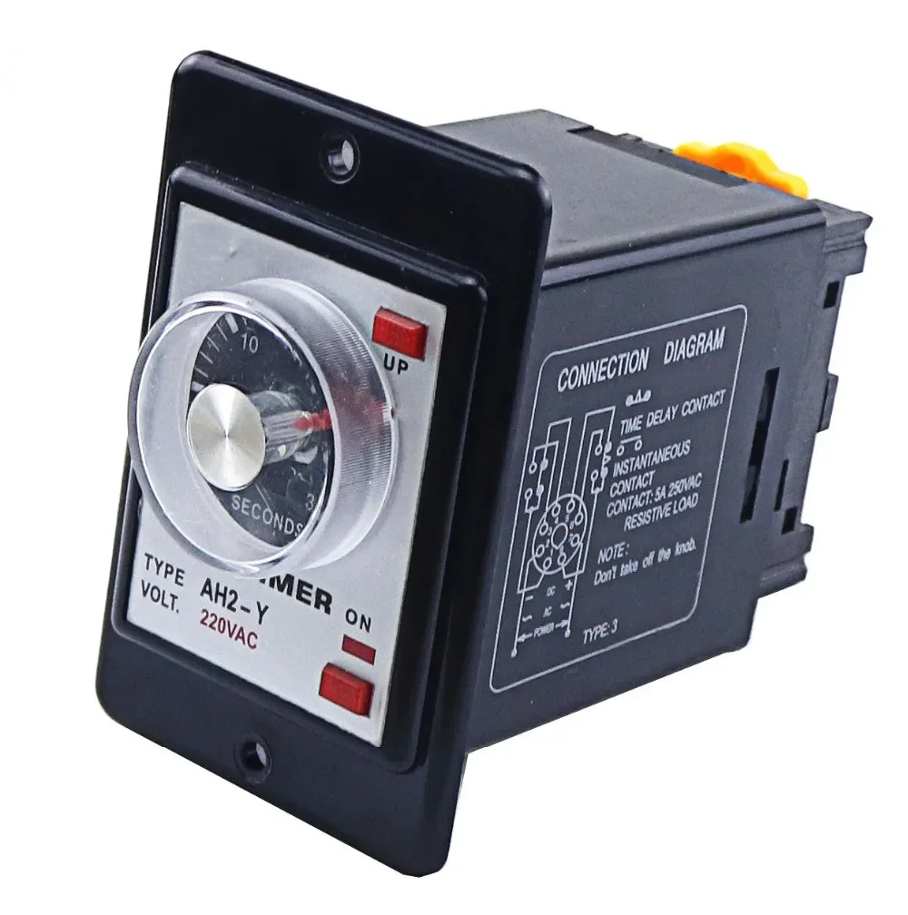 

AH2-Y/AH2-Y2 Time relay AC220V Power on delay timer time relay 8Pin 1S 10S 30S 60S 10M 30M 60M without base