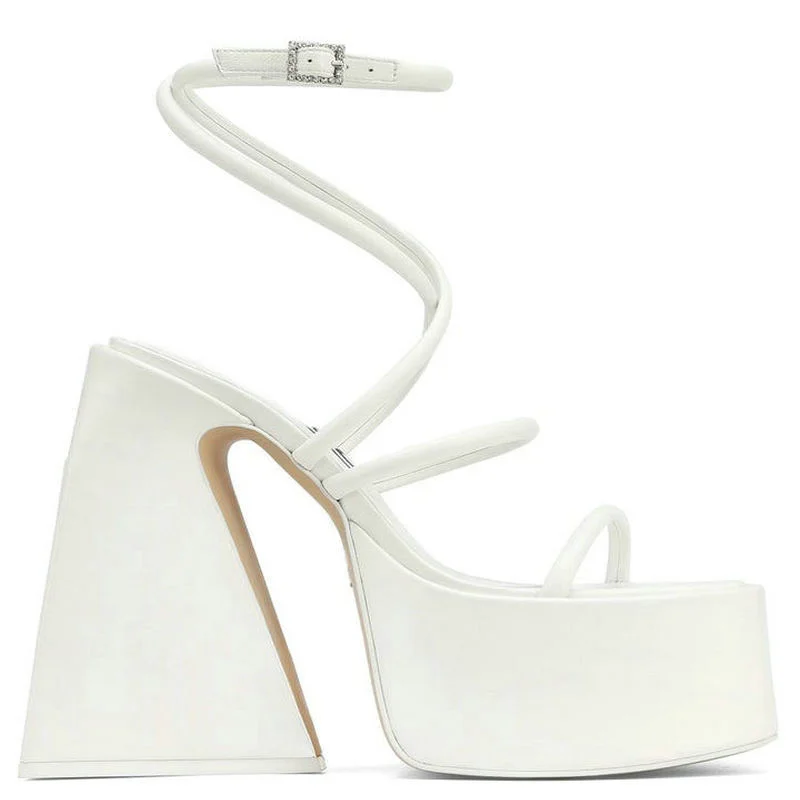 Женские сандалии в стиле панк, босоножки на высоком блочном каблуке и толстой подошве, Новая женская обувь для ночного клуба, узкий ремешок, 2024