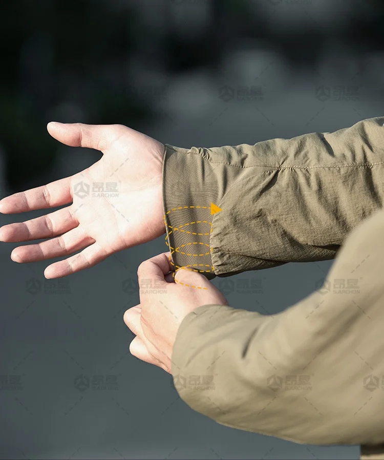 Warme gepolsterte Winterjacken für Herren, leichter taktischer Baumwollmantel mit Kapuze, wasserdicht, winddicht, Thermo-Wanderjacken für Herren im Freien – Detail 6