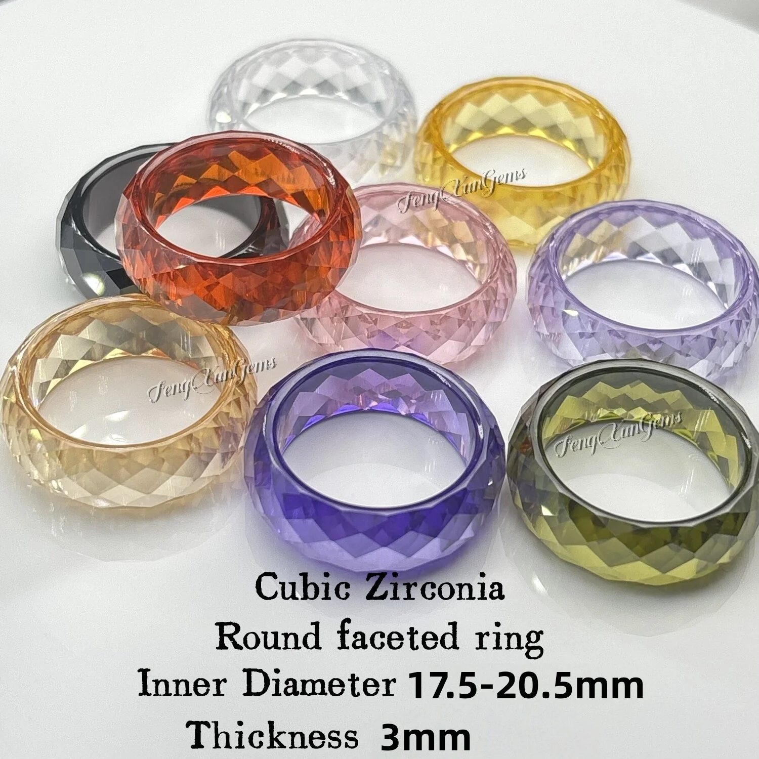 

Cubic Zirconia Round shape Facets Cut white/Black/Orange/Lavender/Olive Green/Voilet/Pink/Yellow ring for Daily