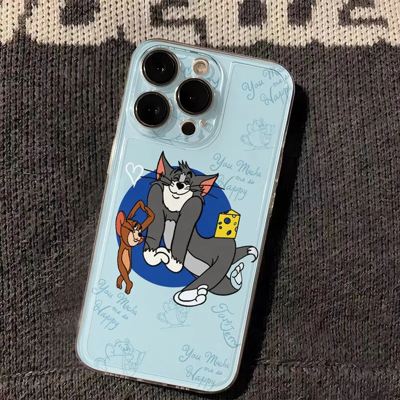 Tom And Jerry Cheerfulness Cartoon Phone Case For iPhone 16 15 14 13 12 11 Pro Max XS Max XR 7 8 Plus MINI Y2K Cute Back Cover