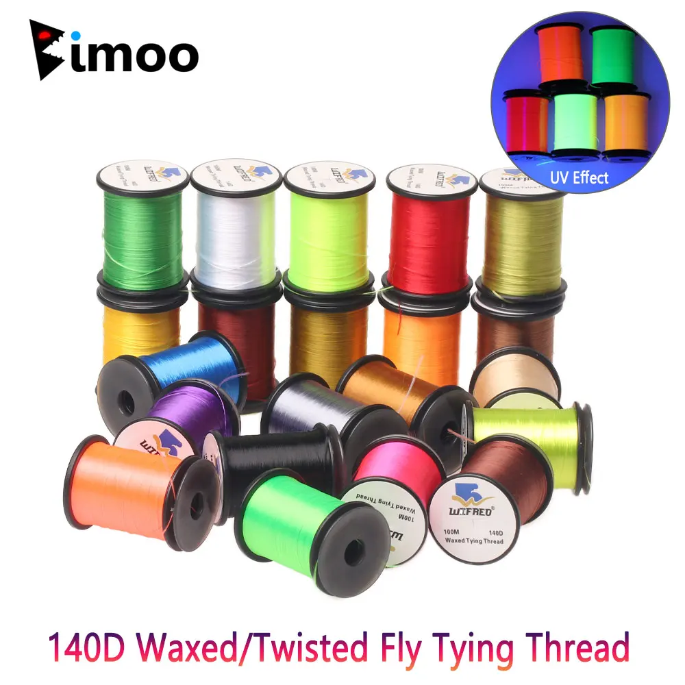 Bimoo 1PC 100m Waxed & Twisted Fly Tying Thread High Tensile Line Dry Wet Fly Nymph Streamers Trout Fishing Lures Tying Material