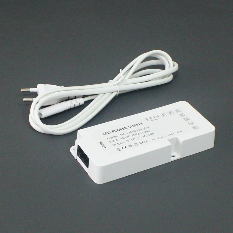 Ready Ship Constant Voltage 12V 24W/36W/48W/60W/100W  LED Driver Cabinet Switching Power Supply Sensor Smart Control Dimmable CE