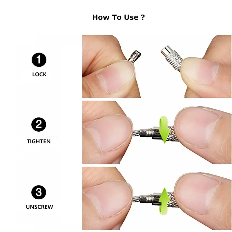 Keychain Stainless Steel Wire Cable Loop Tag Rope Screw Lock Gadget Ring Key Keyring Circle Camp Hanging Tool Wire Dia 1.5mm 2mm