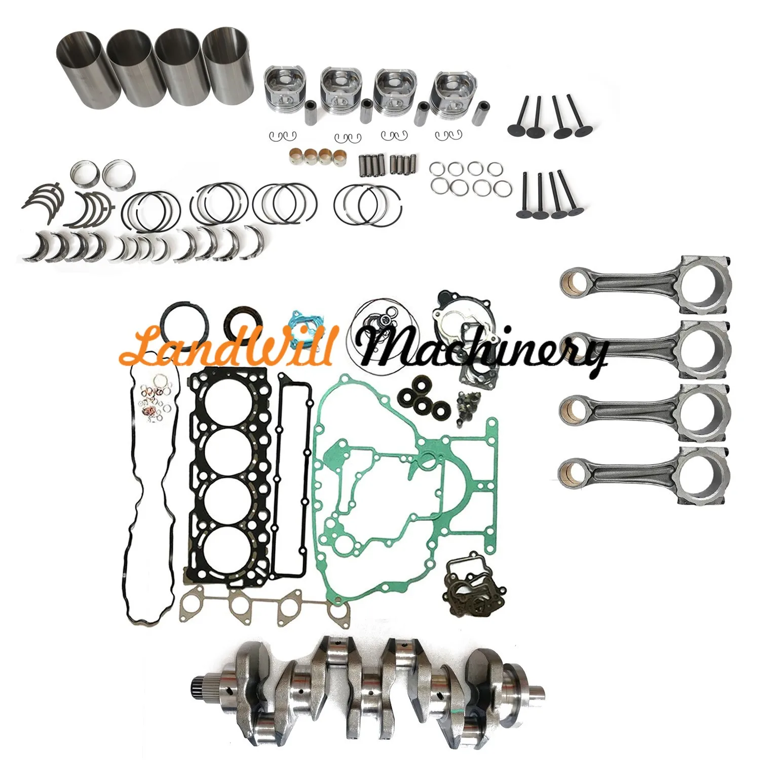 Overhaul Rebuild Kit + Crankshaft + Connecting Rod Fits For Kubota V3307 Engine